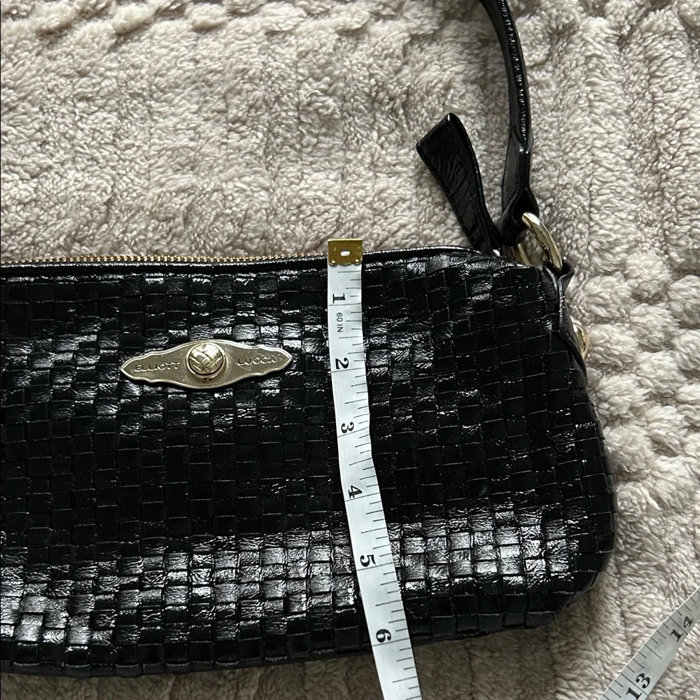 Elliott Lucca Shiny Black Woven Shoulder Bag